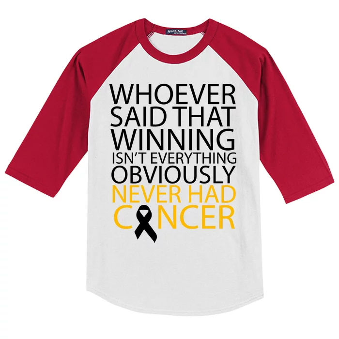 Cancer Winner Quote Kids Colorblock Raglan Jersey