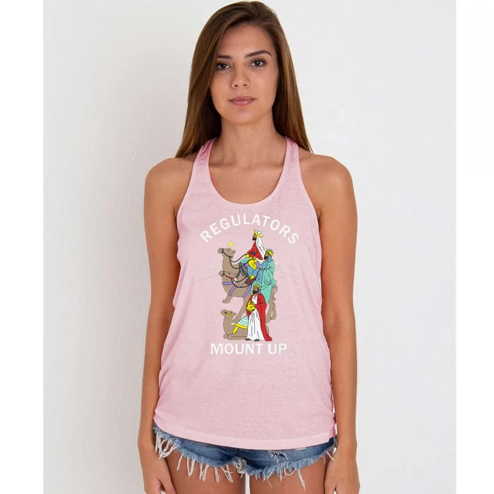 Christian Wise Regulators Mount Up Christmas Women's Knotted Racerback Tank