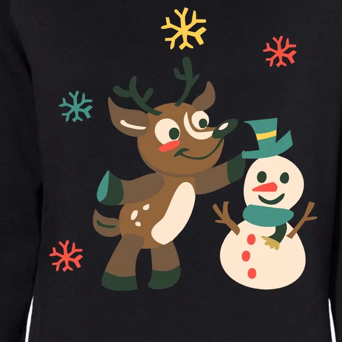 Cute Winter Reindeer Snowman Best Friends Womens California Wash Sweatshirt