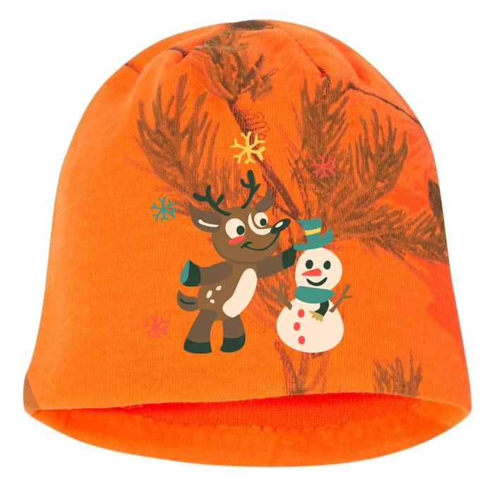 Cute Winter Reindeer Snowman Best Friends Kati - Camo Knit Beanie