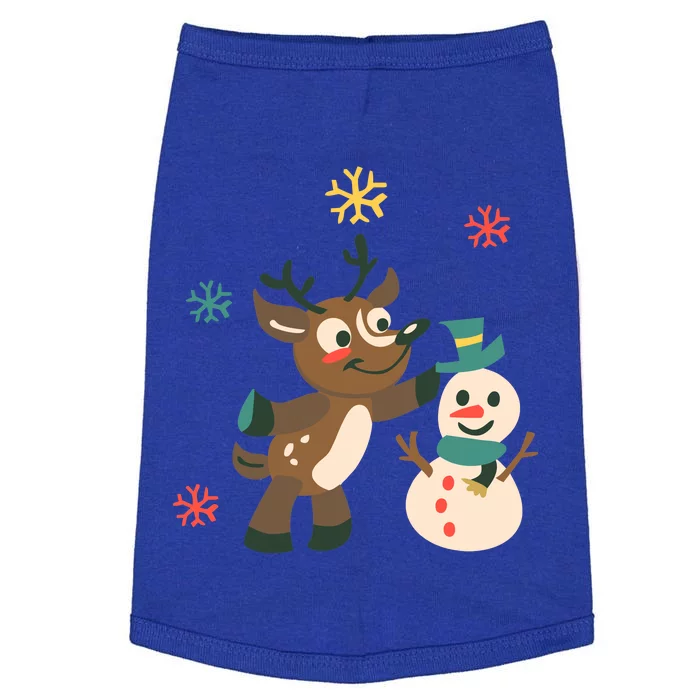 Cute Winter Reindeer Snowman Best Friends Doggie Tank