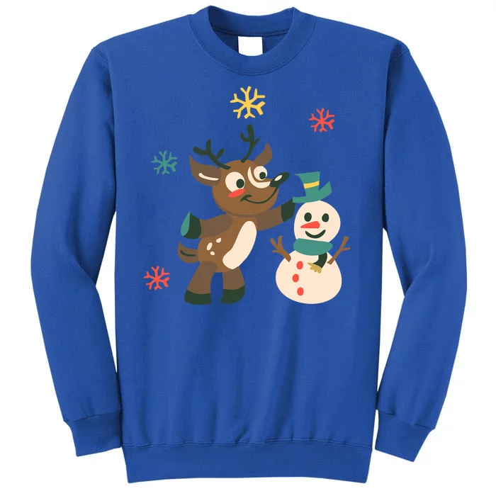 Cute Winter Reindeer Snowman Best Friends Tall Sweatshirt