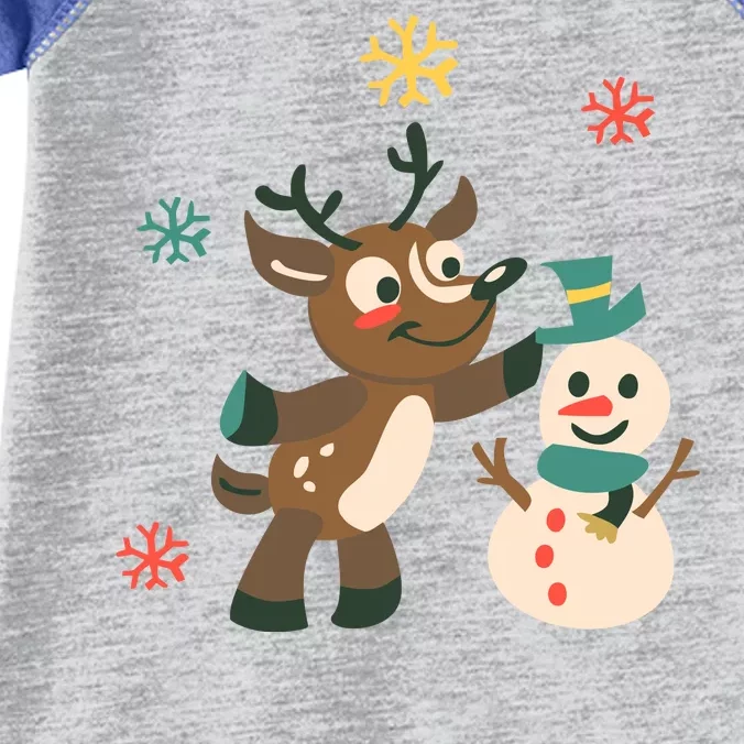 Cute Winter Reindeer Snowman Best Friends Infant Baby Jersey Bodysuit