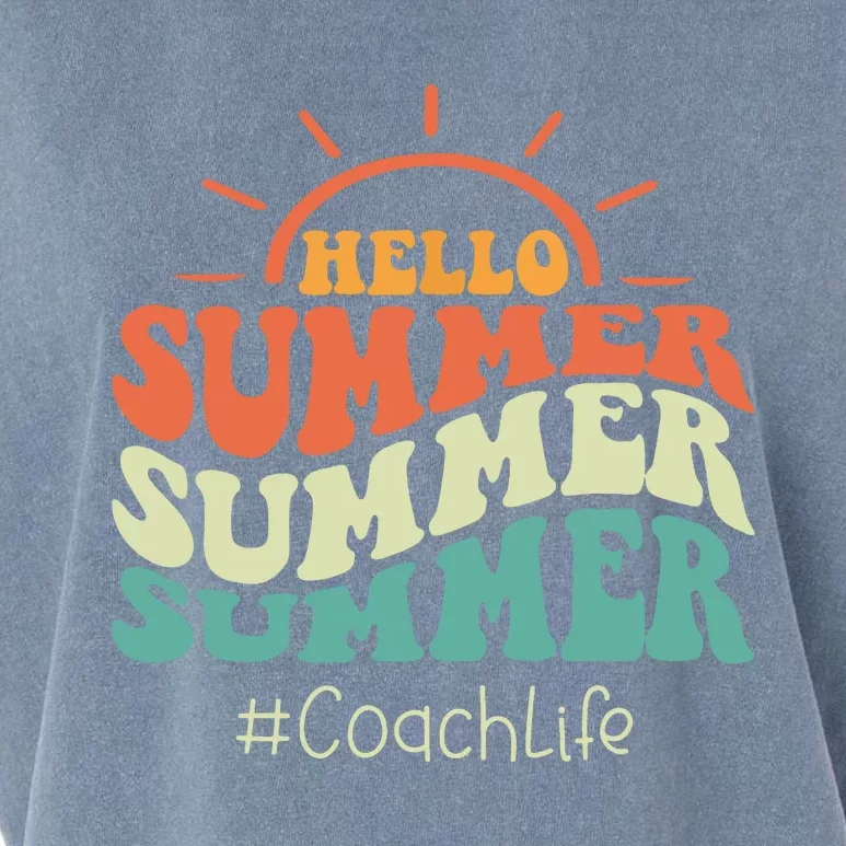 Coach Women Retro Groovy Last Day Of School Hello Summer Garment-Dyed Women's Muscle Tee