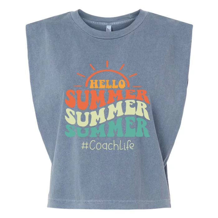 Coach Women Retro Groovy Last Day Of School Hello Summer Garment-Dyed Women's Muscle Tee