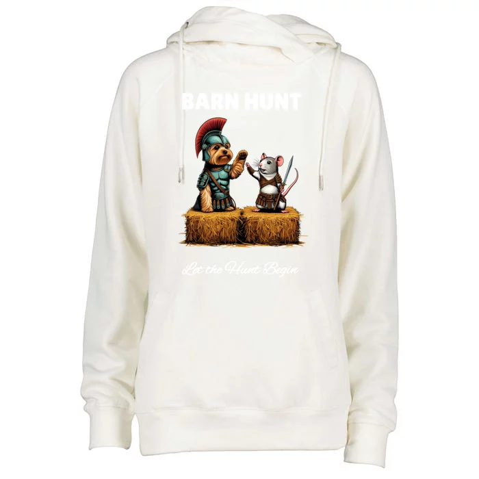 Cute Warrior Rat And Dog Womens Funnel Neck Pullover Hood