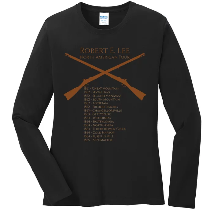 Civil War Robert E Lee North American Tour Ladies Long Sleeve Shirt