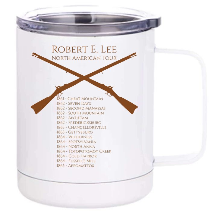 Civil War Robert E Lee North American Tour Front & Back 12oz Stainless Steel Tumbler Cup