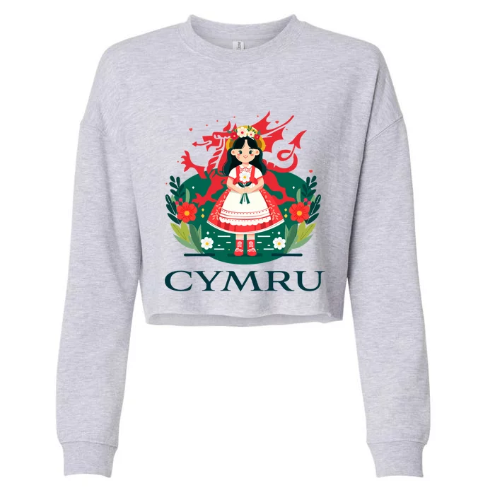 Cymru Wales Red Welsh Dragon Gift Cropped Pullover Crew