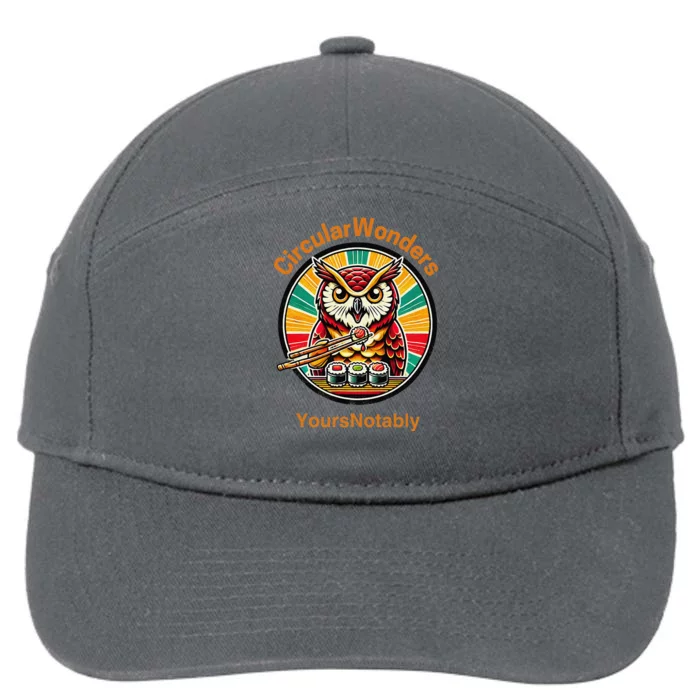 Circular Wonders Retro Owl Sushi And Chopsticks 7-Panel Snapback Hat