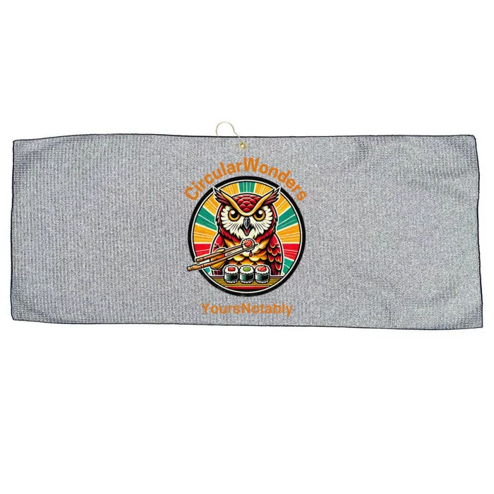 Circular Wonders Retro Owl Sushi And Chopsticks Large Microfiber Waffle Golf Towel