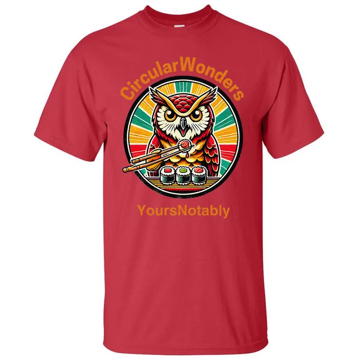 Circular Wonders Retro Owl Sushi And Chopsticks Tall T-Shirt