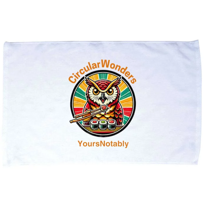 Circular Wonders Retro Owl Sushi And Chopsticks Microfiber Hand Towel