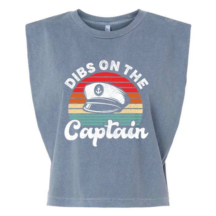 Captain Wife Retro Dibs On The Captain Captain Funny Gift Garment-Dyed Women's Muscle Tee