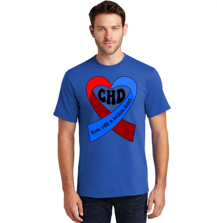 Chd Warrior Ribbon Congenital Heart Disease Awareness Gift Tall T-Shirt