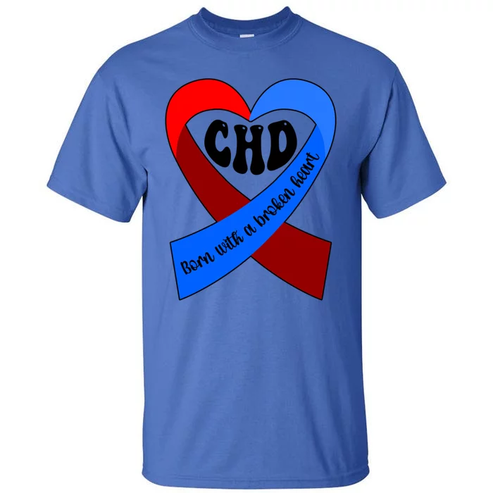 Chd Warrior Ribbon Congenital Heart Disease Awareness Gift Tall T-Shirt