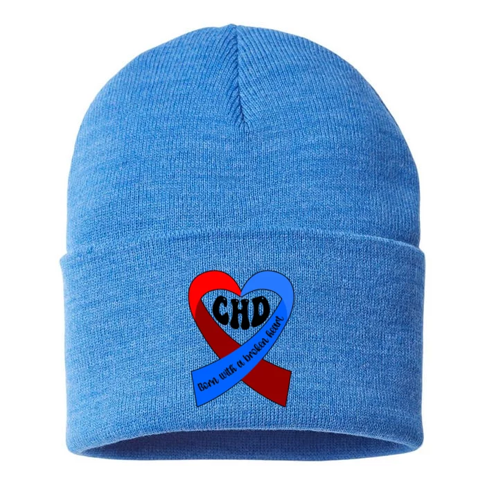 Chd Warrior Ribbon Congenital Heart Disease Awareness Gift Sustainable Knit Beanie