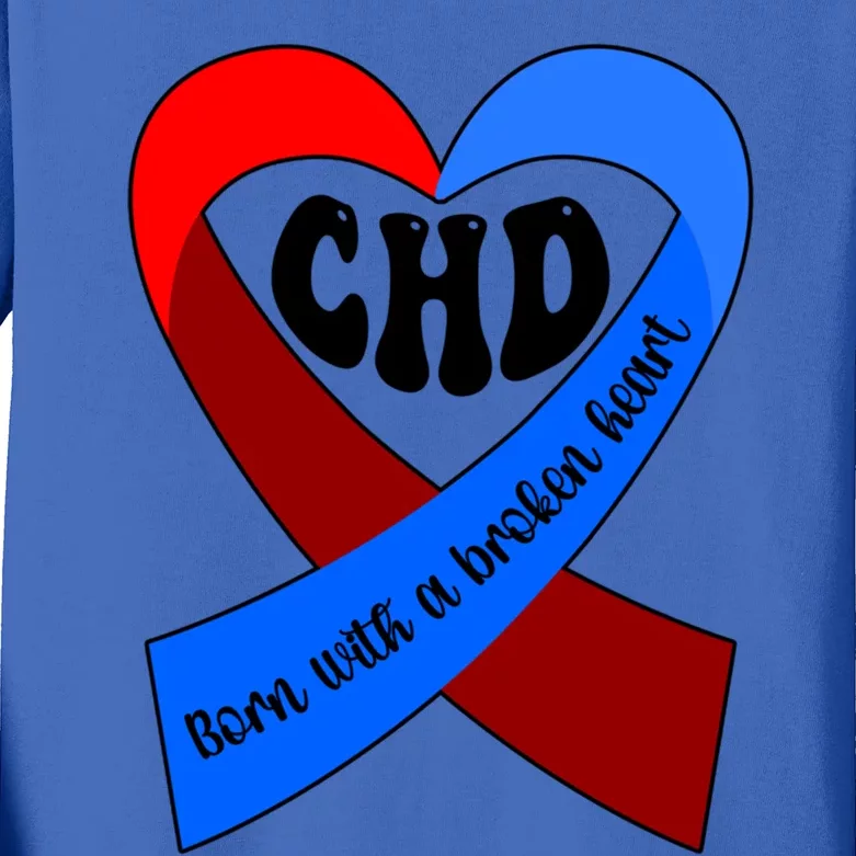 Chd Warrior Ribbon Congenital Heart Disease Awareness Gift Kids Long Sleeve Shirt