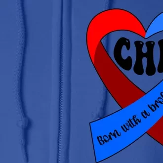 Chd Warrior Ribbon Congenital Heart Disease Awareness Gift Full Zip Hoodie