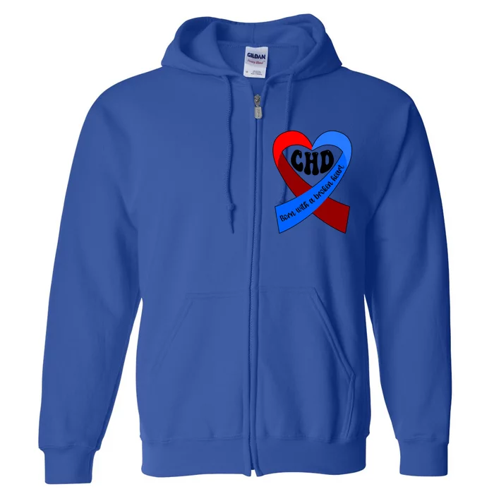 Chd Warrior Ribbon Congenital Heart Disease Awareness Gift Full Zip Hoodie