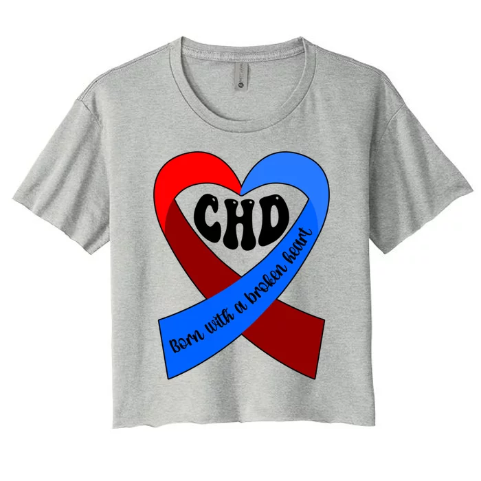 Chd Warrior Ribbon Congenital Heart Disease Awareness Gift Women's Crop Top Tee