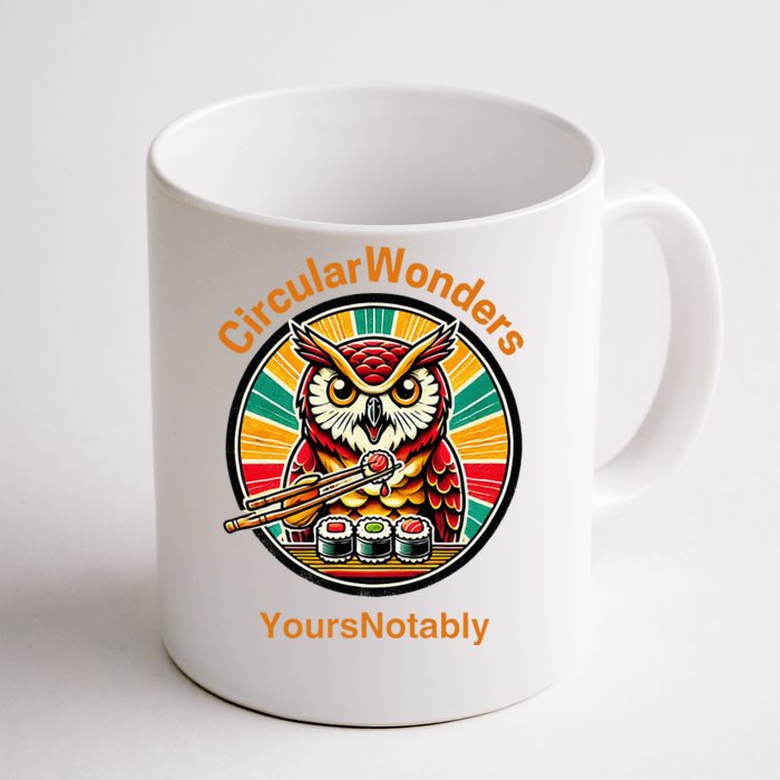 Circular Wonders Retro Owl Sushi And Chopsticks Front & Back Coffee Mug