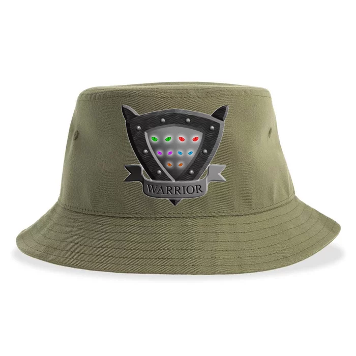 Cat Warrior Shield Eyes Funny Gift For Sustainable Bucket Hat