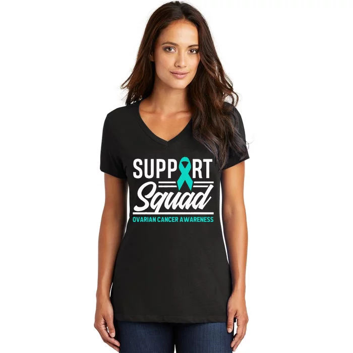 Cancer Warrior Support Squad Ovarian Cancer Awareness Women's V-Neck T-Shirt