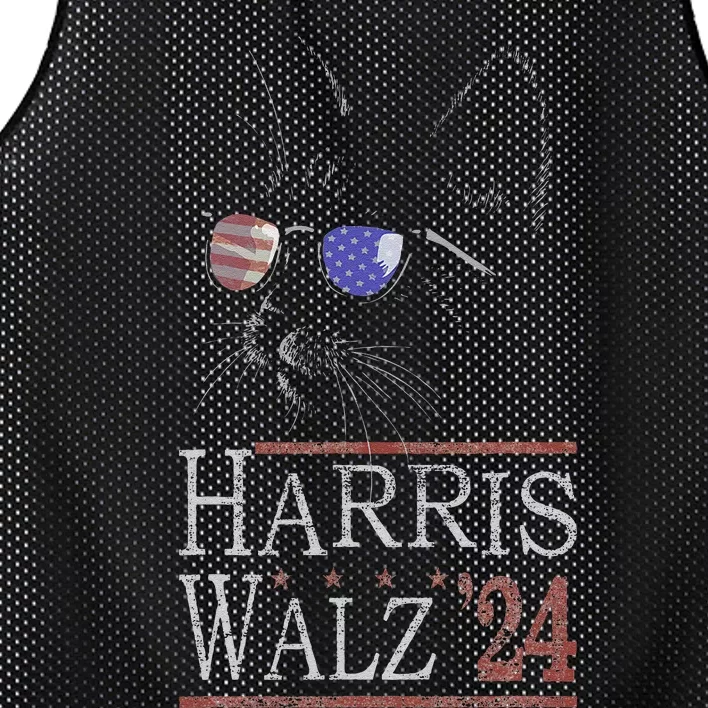 Cat With Sunglasses For Cat Lady Cat Lover Harris Walz 2024 Mesh Reversible Basketball Jersey Tank