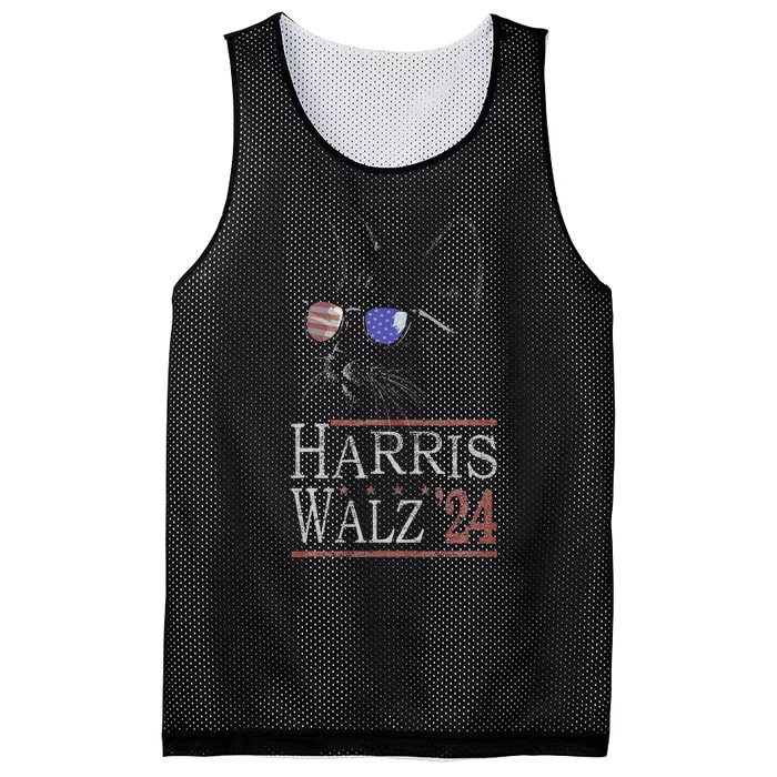 Cat With Sunglasses For Cat Lady Cat Lover Harris Walz 2024 Mesh Reversible Basketball Jersey Tank