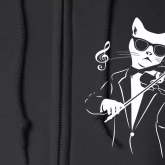 Cat Wearing Sunglasses Musician Cat Playing Violin Funny Gift Full Zip Hoodie