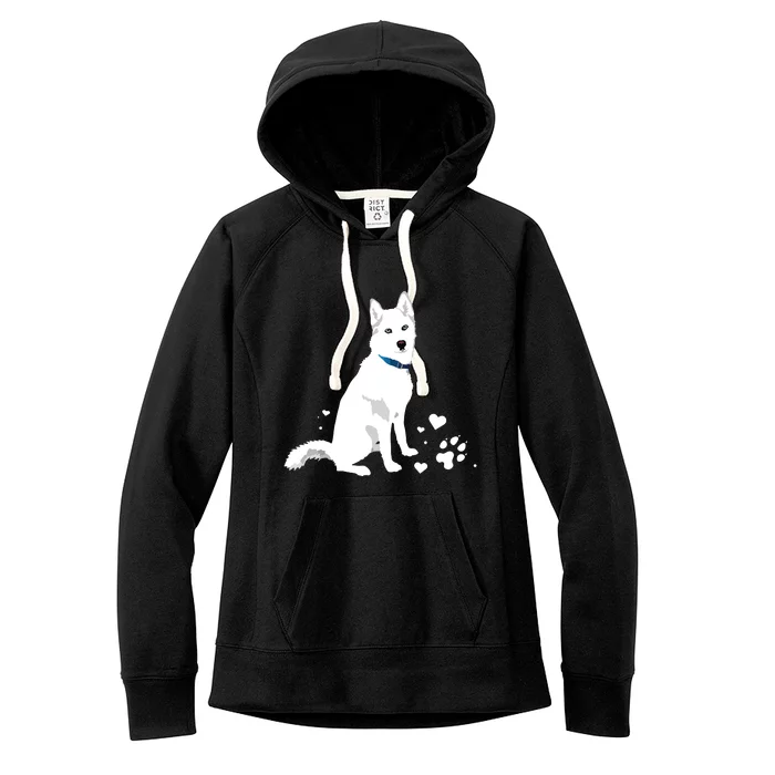 Cute White Siberian Husky Sweet White Snow Dog Women's Fleece Hoodie