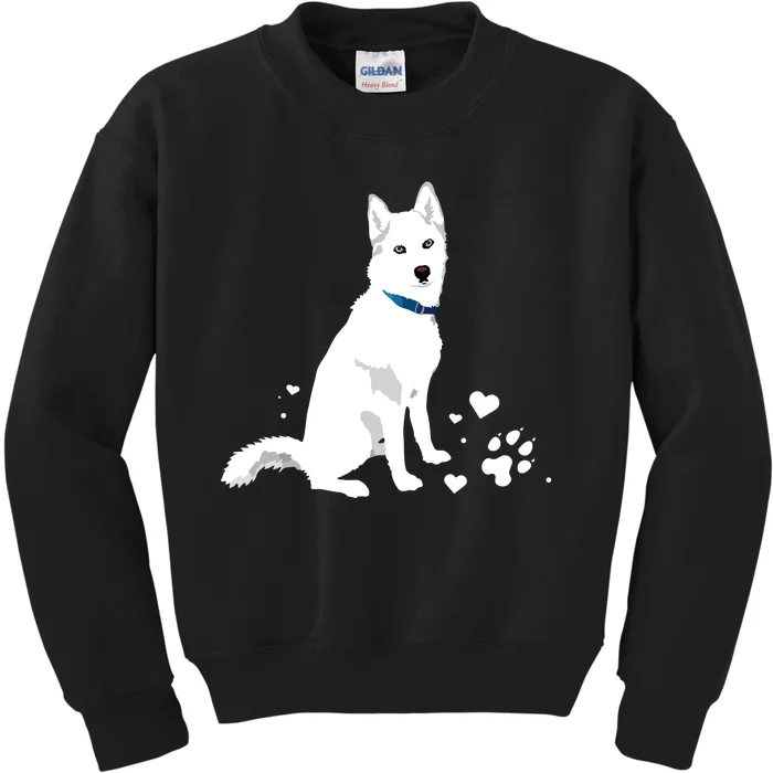 Cute White Siberian Husky Sweet White Snow Dog Kids Sweatshirt