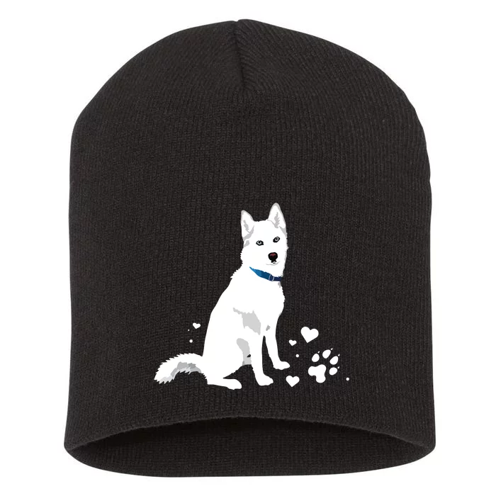 Cute White Siberian Husky Sweet White Snow Dog Short Acrylic Beanie