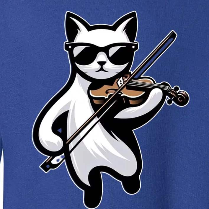 Cat Wearing Sunglasses Playing Violin Funny Gift Toddler Sweatshirt