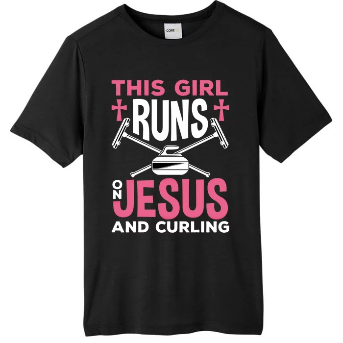 Curling Winter Sport Jesus And Curling Meaningful Gift ChromaSoft Performance T-Shirt