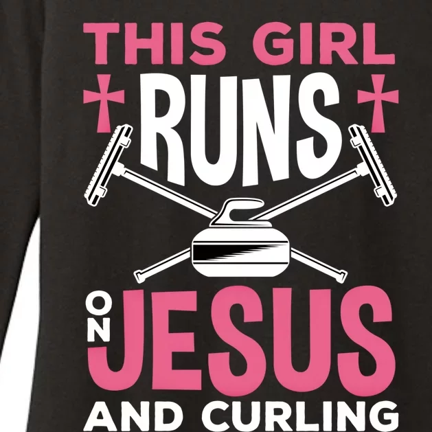 Curling Winter Sport Jesus And Curling Meaningful Gift Womens CVC Long Sleeve Shirt