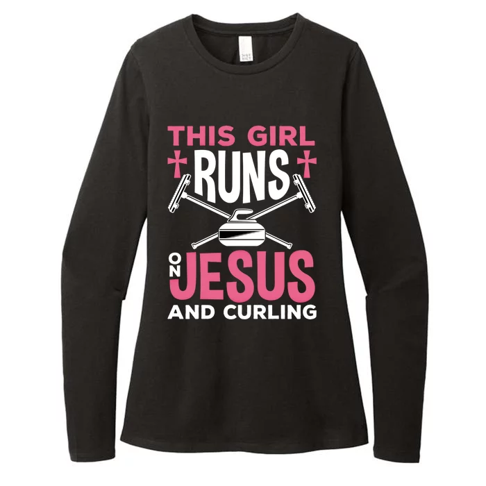 Curling Winter Sport Jesus And Curling Meaningful Gift Womens CVC Long Sleeve Shirt