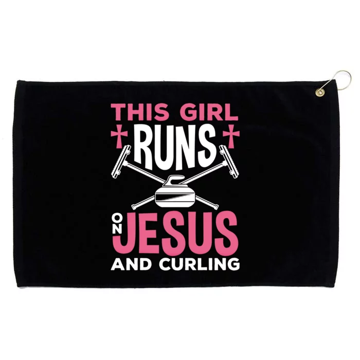 Curling Winter Sport Jesus And Curling Meaningful Gift Grommeted Golf Towel