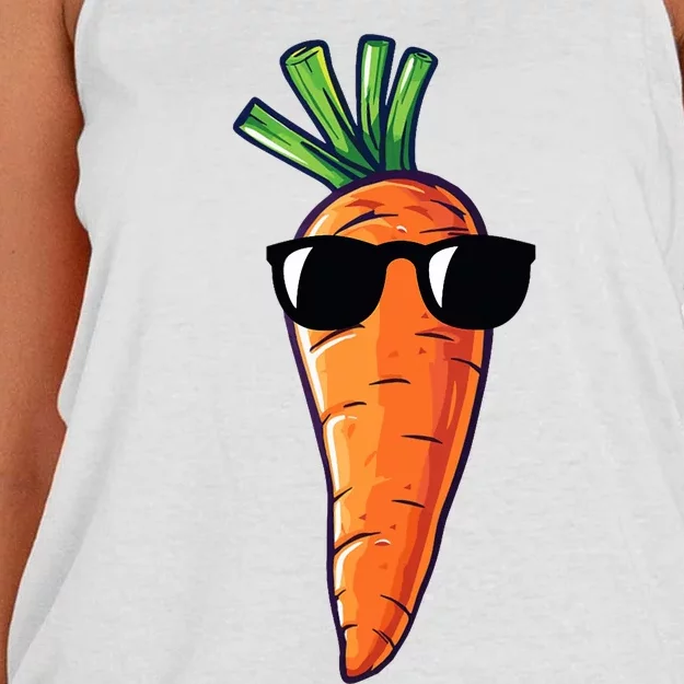 Carrot With Sunglasses Carrot Women's Knotted Racerback Tank