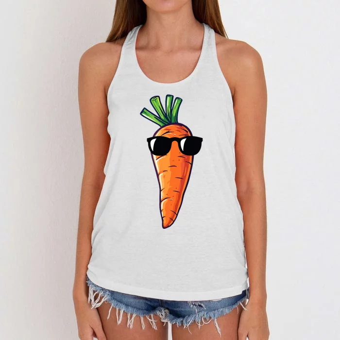 Carrot With Sunglasses Carrot Women's Knotted Racerback Tank