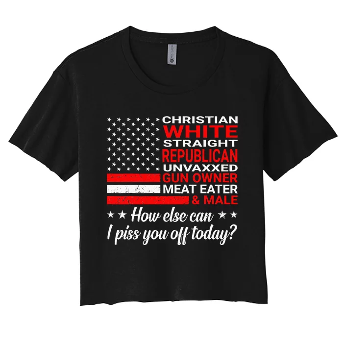 Christian White Straight Republican Unvaxxed Gun Owner Women's Crop Top Tee