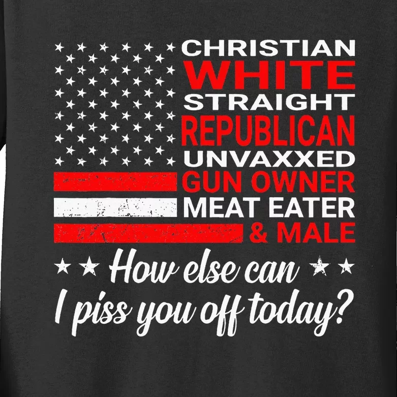 Christian White Straight Republican Unvaxxed Gun Owner Kids Long Sleeve Shirt