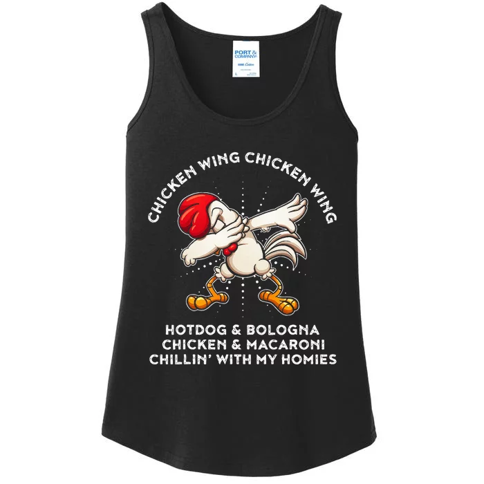 Chicken Wing Song Lyric Hot Dog Bologna Macaroni Ladies Essential Tank