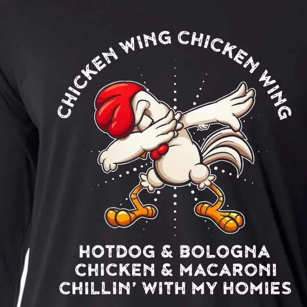 Chicken Wing Song Lyric Hot Dog Bologna Macaroni Cooling Performance Long Sleeve Crew