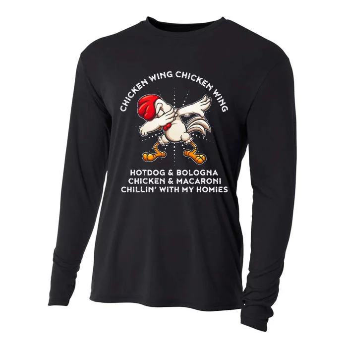 Chicken Wing Song Lyric Hot Dog Bologna Macaroni Cooling Performance Long Sleeve Crew