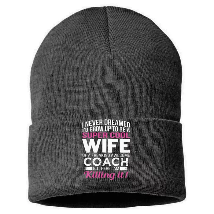 Coachs Wife Shirts Funny Gift For Wife Of Coach Sustainable Knit Beanie