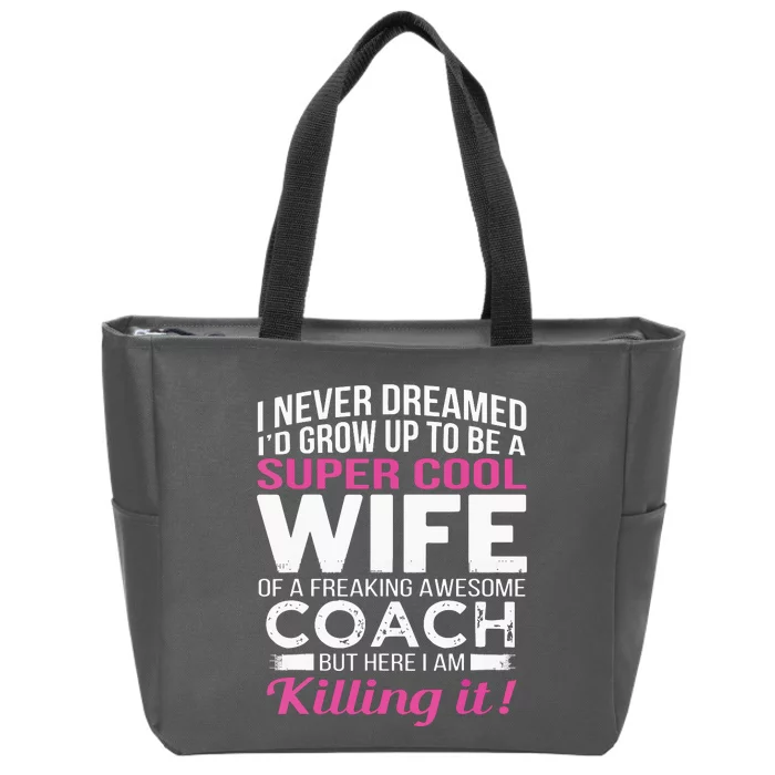 Coachs Wife Shirts Funny Gift For Wife Of Coach Zip Tote Bag