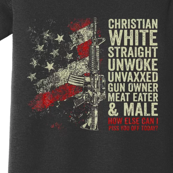 Christian White Straight Unwoke Unvaxxed Gun Owner Baby Bodysuit