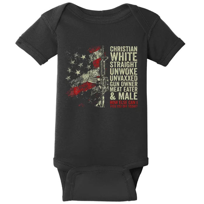 Christian White Straight Unwoke Unvaxxed Gun Owner Baby Bodysuit